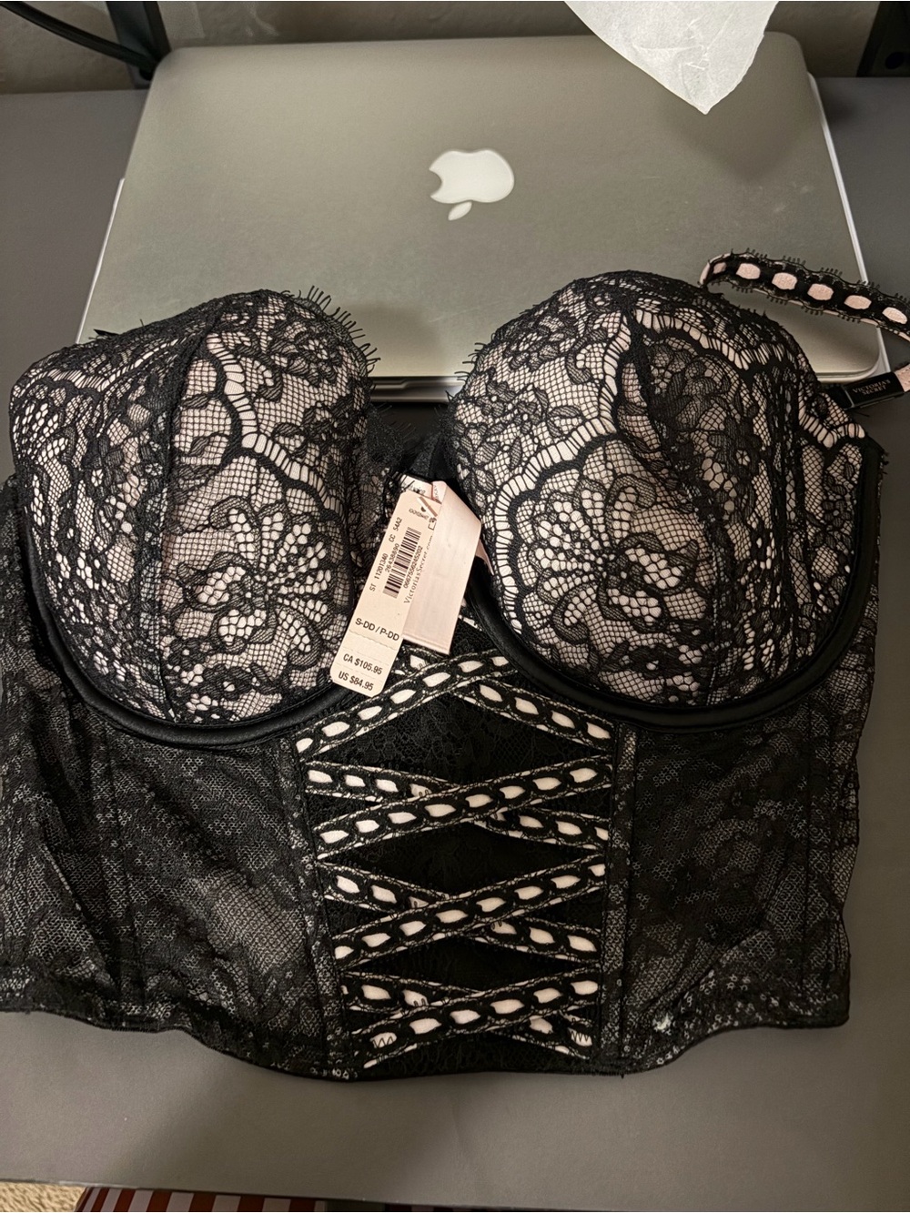 Victoria's Secret Black Lace Longline Bustier Bra